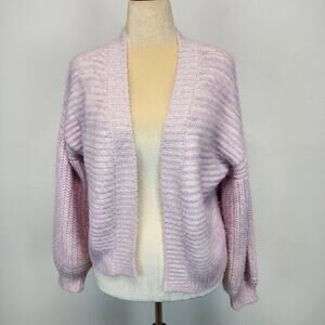 Anthropologie Akemi + Kin Chunky Cardigan Balloon Sleeve Purple Cotton Candy OS